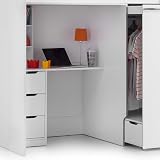 happybeds Pegasus High Sleeper Storage Bed, Wood Desk & Wardrobe, White, 3FT view 6