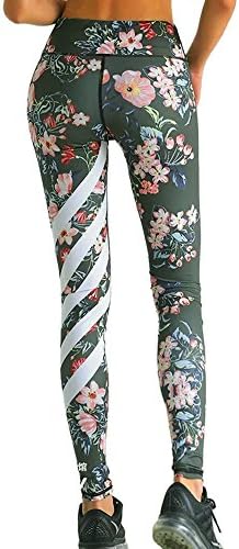 Kstare Womens 3D Print Yoga Running Pants Gym Leggings Tights Fitness Sports Athletic Trousers (L, Army Green)