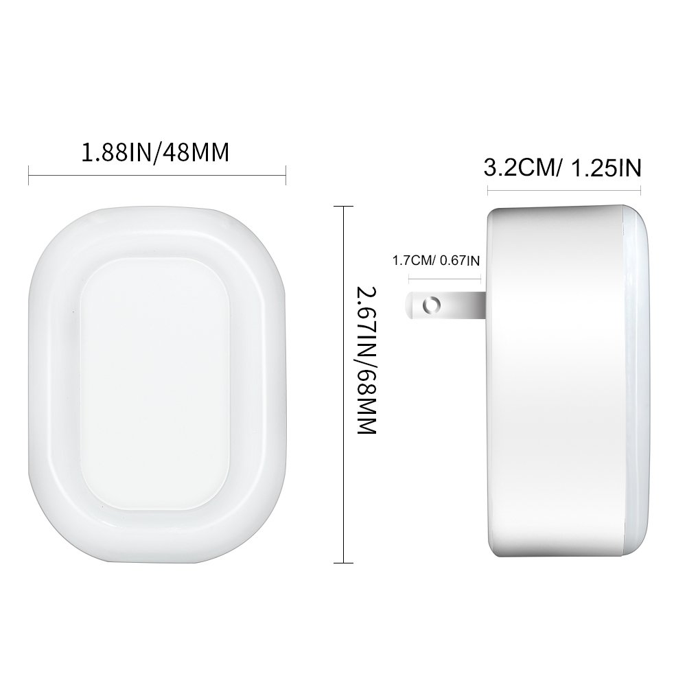 Night Light USB Charger POWERIVER LED Sensation 2A Glow Smart Wall Charger Station Dual USB Power Adapter Travel or Home for Apple Mobile Phone iPad Android PSP ETC (Square)