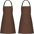 Jubatus 2 Pack Bib Aprons With 2 Pockets Cooking Chef Kitchen Apron For Women Men, Pink