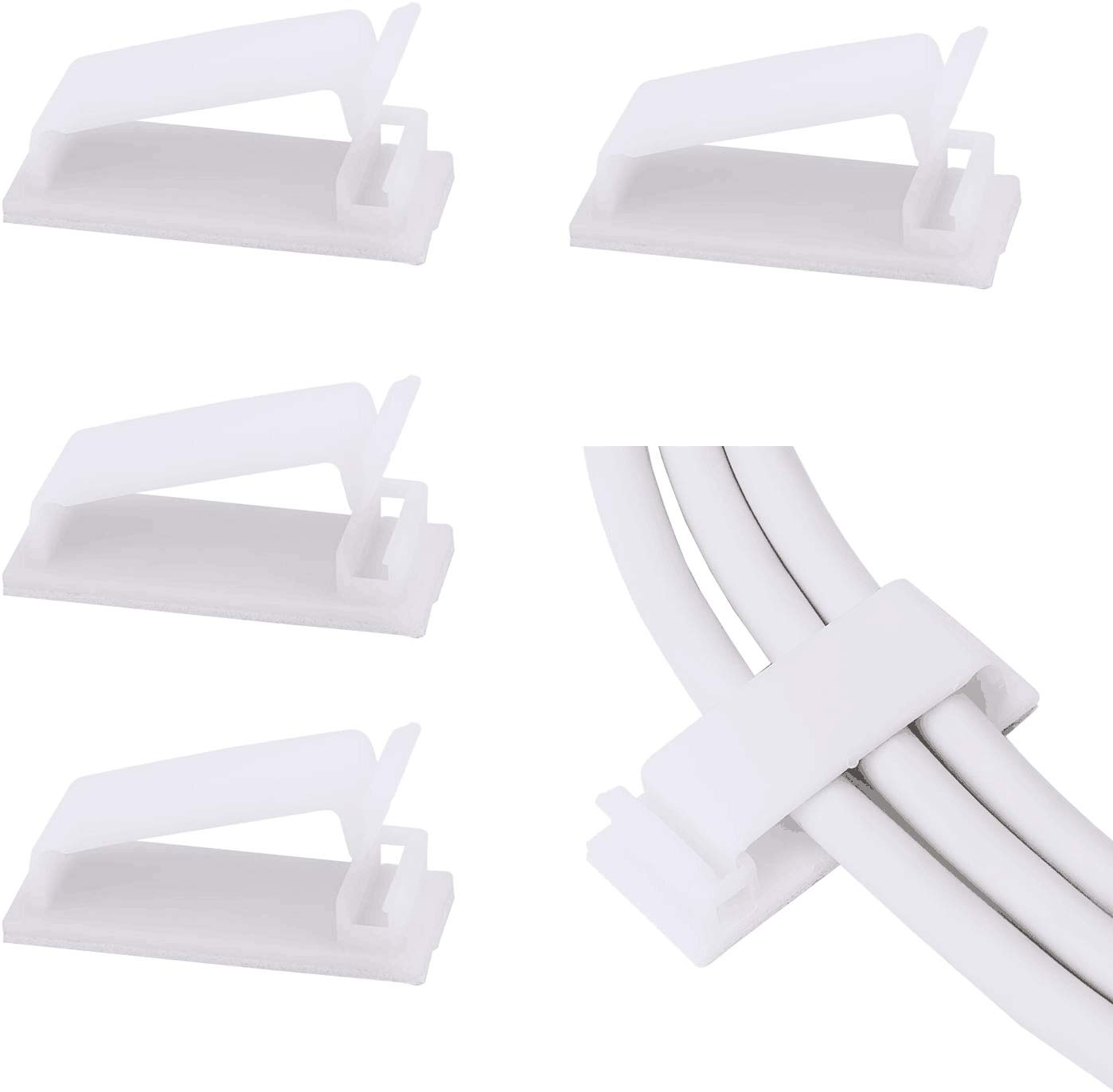 Photo 1 of SOULWIT® 50 x Self-Adhesive Cable Management Clips for USB Cable TV, Charger, Audio, Wire Clamp for Table, Car, Office, Home