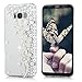 Galaxy S8 Plus Case, YOKIRIN Crystal Clear Transparent Handmade Bling Shiny Crystal Diamond Design PC Hard Shell Full Protective Case Cover for Samsung Galaxy S8 Plus + Crown Dust Plug,Pearl Flowers