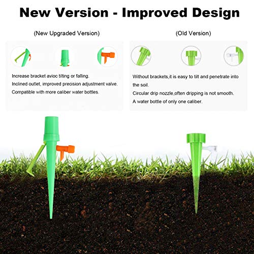 Plant Watering Devices - 12 Pack, Plant Self Watering Spikes, Candywe Plant Waterer with Anti-tilt Bracket & Valve Control Switch,Slow Release Drip Irrigation Watering System for Outdoor Indoor Plants