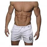 Malavita Low Rise Training Short Sport Running Pants with Pockets (XL, White)