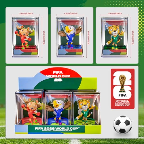 Sanyetral FIFA World Cup 2026 3-Piece Multi-Coloured Mascot Figurines, Includes Clutch, Zayu, Maple, Short B Game (6 cm)