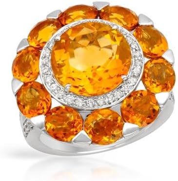Spring Sale!!! 14K White Gold Citrine &amp; Citrine Diamond Semi Mount Ring