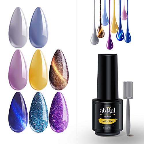ab gel Nude & Glitters & Cat Eye Gel Polish Set - Popular in Fall Winter Nail Art Home Manicure Kit(8 Colors,5ml Each) - Thumbnail 7