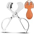 KEENSUN Cigar Scissors Cutter, Stainless Steel Guillotine Double Blade Straight Cut Scissors (Silver) with Leather Case Cigar Accessories for Cigars(2.09" Handle Width)