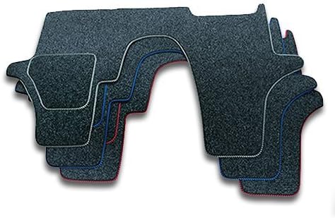 Kiravans Cab Mat for UK RHD T5/T6 Double swivels Anthracite with silver & black trim