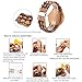 BEWELL W116C Wooden Watch Mens with Date Day Display, Retro Wood Watches with Luminous Hands, Lightweight Wooden Wristwatch