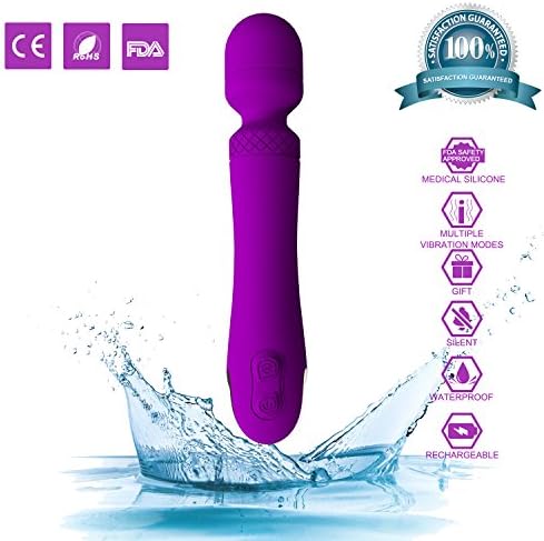 ARW Super Power Vibration Wand Massager with 7 Patterns Electric Handheld Cordless Rechargeable 100% Waterproof Quiet Personal Body Wand Massager for Women Therapeutic (Purple)