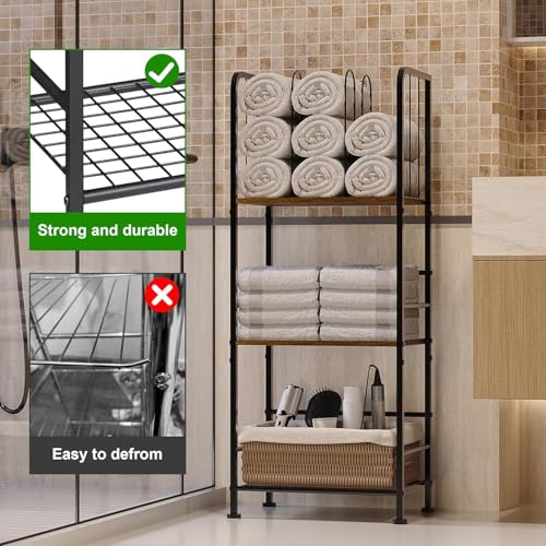 Towel Rack Free Standing, 3-Tier, M-Shaped Detachable Dividers, Durable Metal Towel Holder for Bathroom, Pool Towel Rack, Space-Saving Towel Storage Organizer