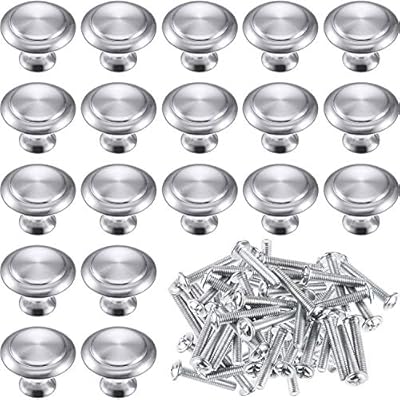 Bememo 24 Pack Silver Cabinet Knobs Kitchen Round Drawer Dresser Handles Kitchen Cabinet Round Pulls Hardware 1 06 X 0 79 Inch Amazon Sg Home Improvement
