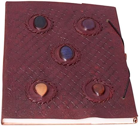 Starlet Stoned Side Lock Refillable leather sketchbook with acid free archival paper. Classic leather journal with handmade paper for Men/women Daily Use | Hand Made Papers