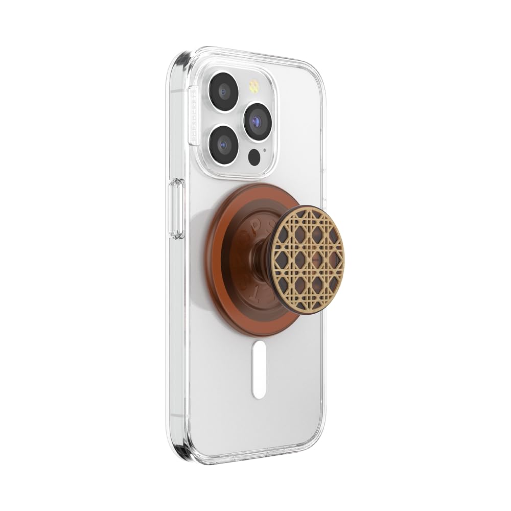PopSockets PopGrip for MagSafe, Magnetic Phone Grip & Stand, Swappable Top, Secure Grip for iPhone MagSafe Cases, Kickstand for Hands-Free Viewing, Wireless Charging Compatible - Wood Res-Raising Cane