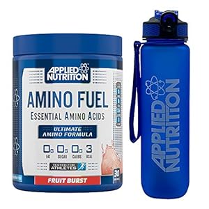 Applied Nutrition Bundle Amino Fuel 390g + Lifestyle Water Bottle 1000ml | Essential Amino Acid EAA Powder Supplement for Muscle Growth, 11g Aminos Per Serving with BCAAs (Fruit Burst)