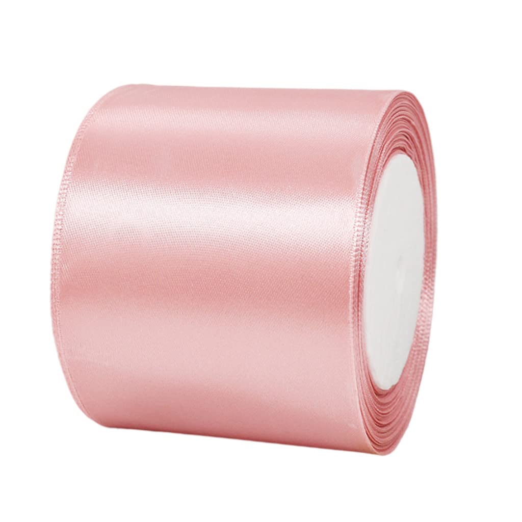 75mm Wide Thick Bean Pink Ribbon for Gift Wrapping,22m 3Inch Large Fabric Satin Ribbon Pink Bow for Gift Wrapping,Ribbons for Crafting,Hair,Bouquets,Wedding Car,Presents,Cake,Christmas Decorations