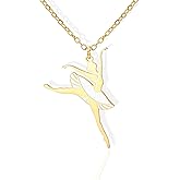 Amaxer Adjustable Ballet Dancer Necklace Stainless Steel Pendant with Craft Cut & Oil Drop Design for Dance Enthusiasts