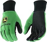 West Chester John Deere JD00002 Jersey Gloves - 10 oz Jersey Gloves for Youth, Ribbed Knit Wrist, Polyester/Cotton Fabric, Straight Thumb, Green/Black