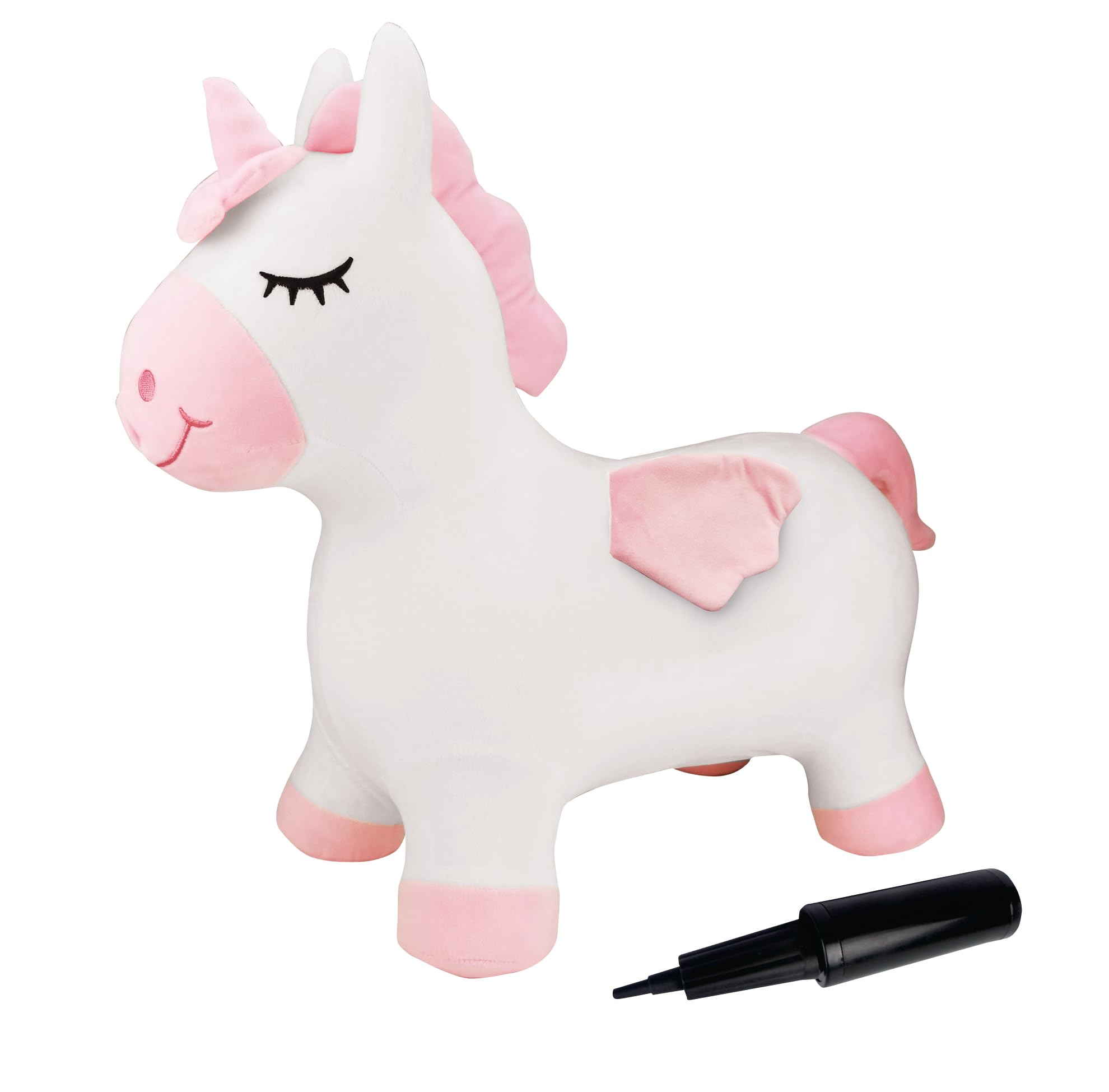 LEXIBOOK, Inflatable Jumping Unicorn with removable cover, Manual Pump Included, Secure and Durable Plastic, Pink, BGP050UNI