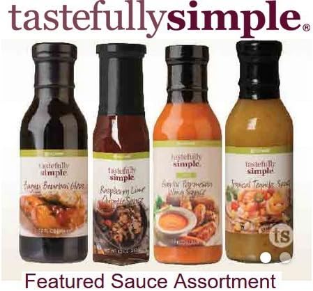 Tastefully Simple - 1 each of: Bayou Bourbon Glaze, Tropical Tequila Sauce, Garlic Parmesan Wing Sauce and Raspberry Lime Chipotle Sauce.