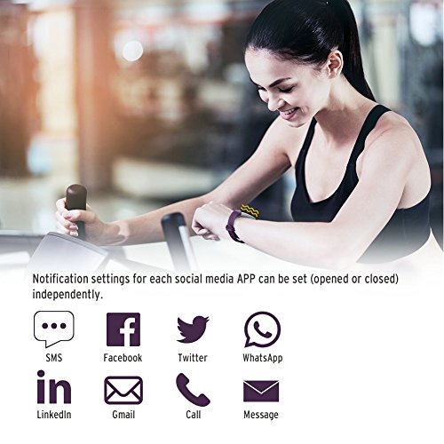 Fitness Tracker, NOVETE Bluetooth 4.0 Heart Rate Monitor Bracelet, IP67 Waterproof, Touch Screen, Smart Wristband, Pedometer Sports Activity Tracker Smart Watch for Android and IOS Smartphone (Purple) - Thumbnail 6