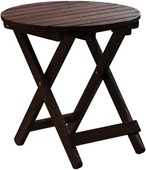 B&Z KD-41N Adirondack Round Portable Outdoor Folding Side Table Rustic Brown : Garden & Outdoor