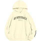 FAYALEQ Christian Sweatshirt By His Grace Letter Print Hoodie Christian Religious Sayings Sweater Bible Pullover Tops