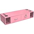 OmySalon Locking Wall Mount Styling Station, Beauty Barber Spa Equipment, Salon Cabinet Station for Hair Stylist,Bathroom Dresser with 5 Hair Dryer Holders,Pink