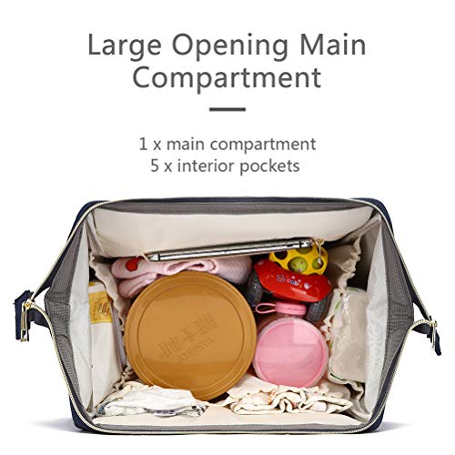 HaloVa Diaper Bag Multi-Function Waterproof Travel Backpack Nappy Bags for Baby Care, Large Capacity, Stylish and Durable (Dark Blue) - Thumbnail 7
