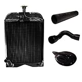 8N8005 Radiator w/ Styled Cap & Upper Lower Hose Kit for Ford Tractor 2N 8N 9N