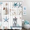 Nautical Shower Curtain, Marine Sail Boat Beach Starfish Shell Sea Life Shower Curtain with 12 Hooks, Waterproof Shower… 51diop0BRUL