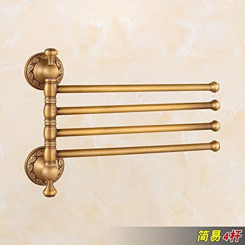USDFJN Towel Holder Bathroom Stand Shelf Retro copper can be rotated 4 towel bar
