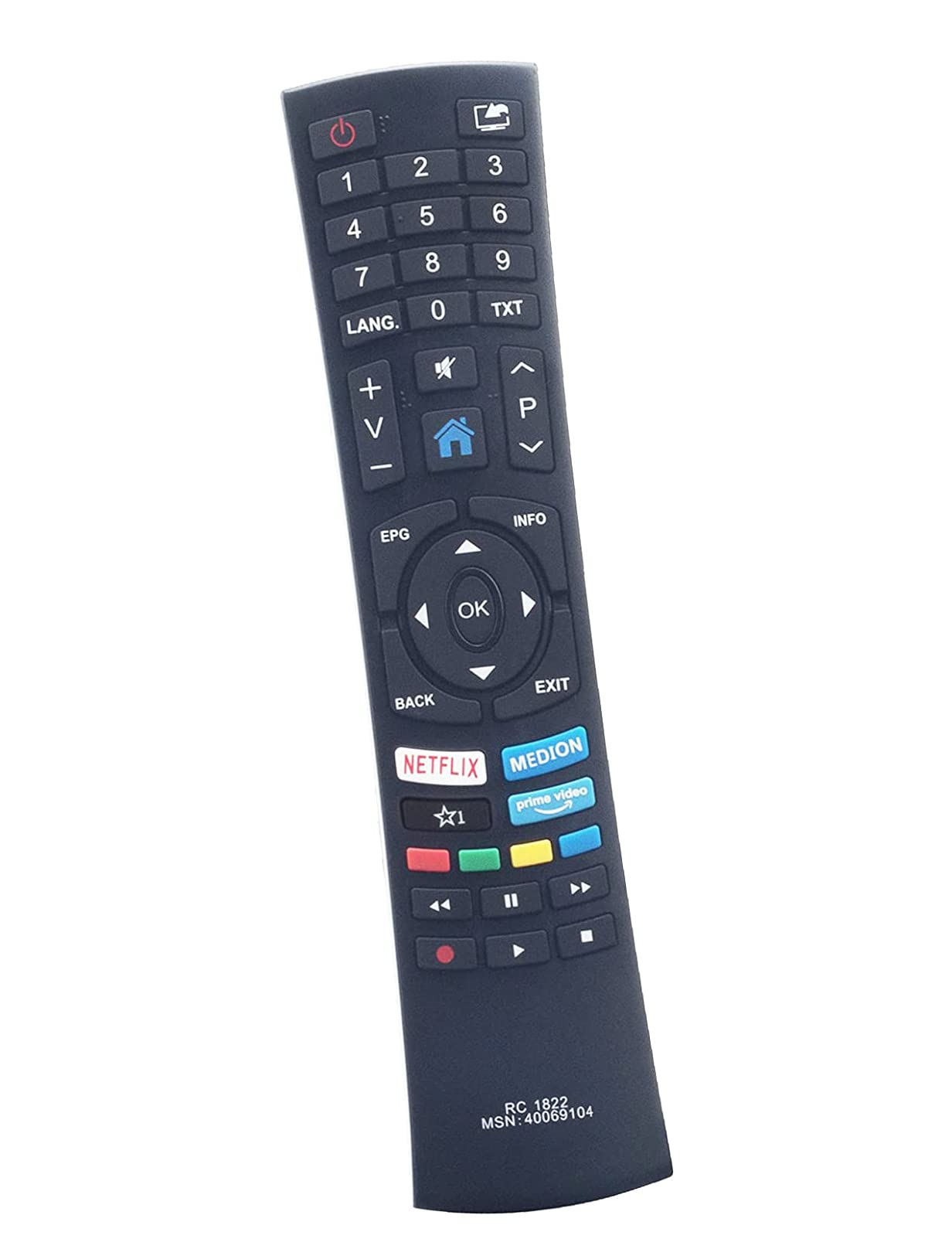 AULCMEET RC1822 Replacement Remote Control Compatible with Medion LED OLED TV MSN30026550 LIFEX15504 LIFEX16503 MD31510 MD31511 MD31512 MD31513 MSN30026542 MSN30026544