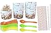 Candy Sprinkles Theme Party Supply - 8 Ounce Ice Cream Bowls - Plastic Spoons - Dot Paper Straws - 18 Each