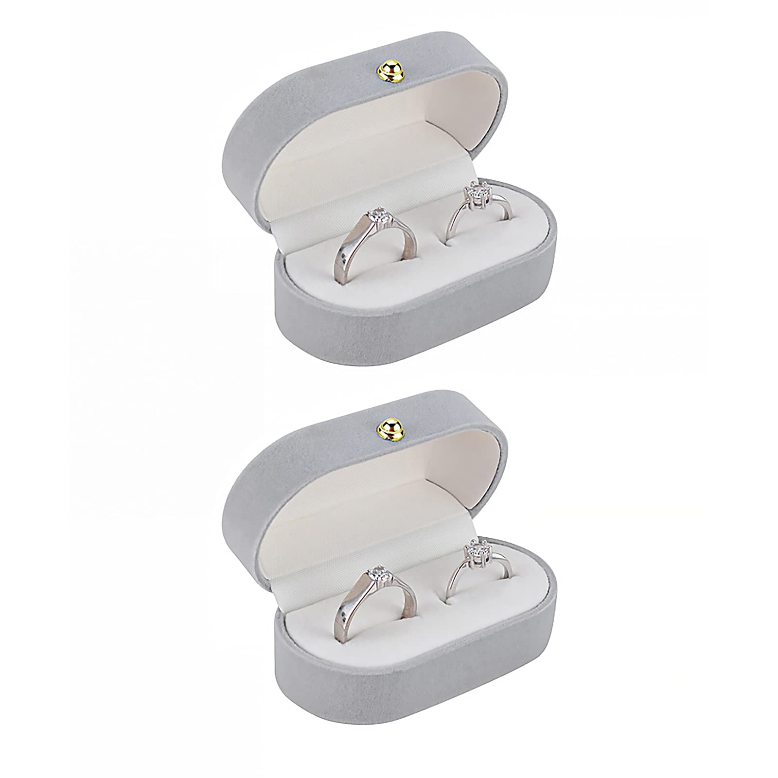 YIJOY 2 Pcs Jewelry Box Storage Display Gift Flannel Wedding Ring Single Proposal Farewell Classic Packaging Exquisite Suitable for Wedding Holiday Gifts Light Grey 2.95*1.57*1.37in