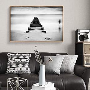 Floating Framed Canvas Wall Art for Living Room, Bedroom Black and White Bridge Canvas Prints for Home Decoration Ready to Hang - 16x24 inches