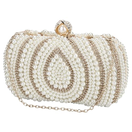AUFUYAOLIN Pearl Beaded Clutch Purses for Women Evening Handbags Formal Crystal Bridal Wedding Purse Prom Cocktail Party Bags