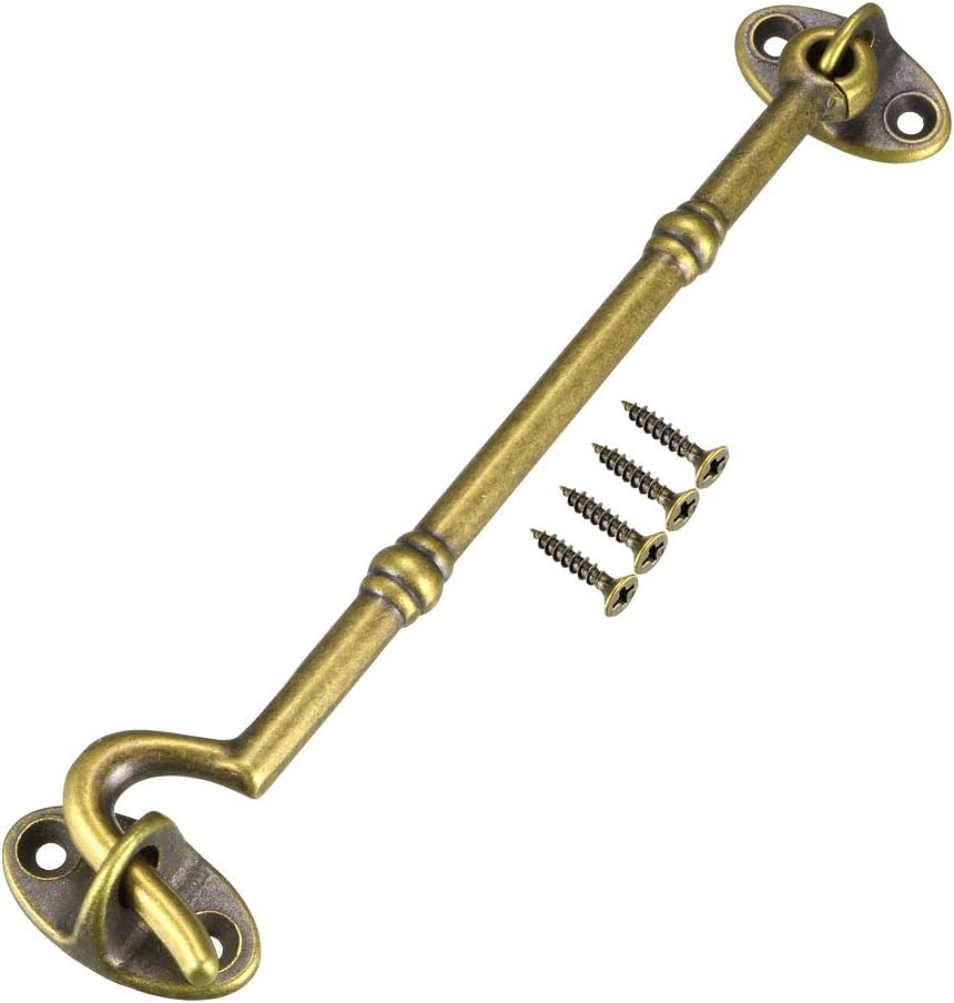 sourcing map 6" Cabin Hooks Eye Latch Door Gate Swivel Window Brass Hook with Mounting Screws Antique Bronze 1pcs - Image 4