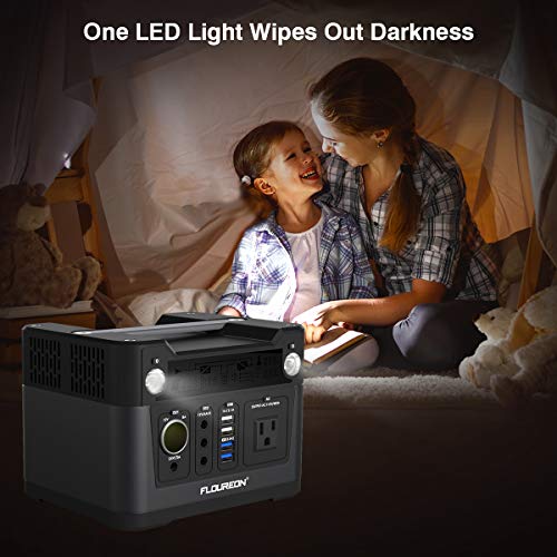 floureon 300W 280Wh/78000mAh Portable Power Station Solar Generator Power Supply Solar with 110V AC Outlet, QC3.0 USB, 12V/24V DC, Charged by Solar Panel/Wall Outlet/Car Charger