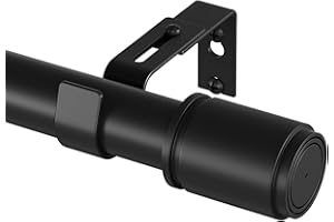 PeSenp Black Curtain Rod for Windows 32 to 92 Inch, 1 Inch Diameter Heavy Duty Adjustable Curtain Rod, Splicing Long Curtain 