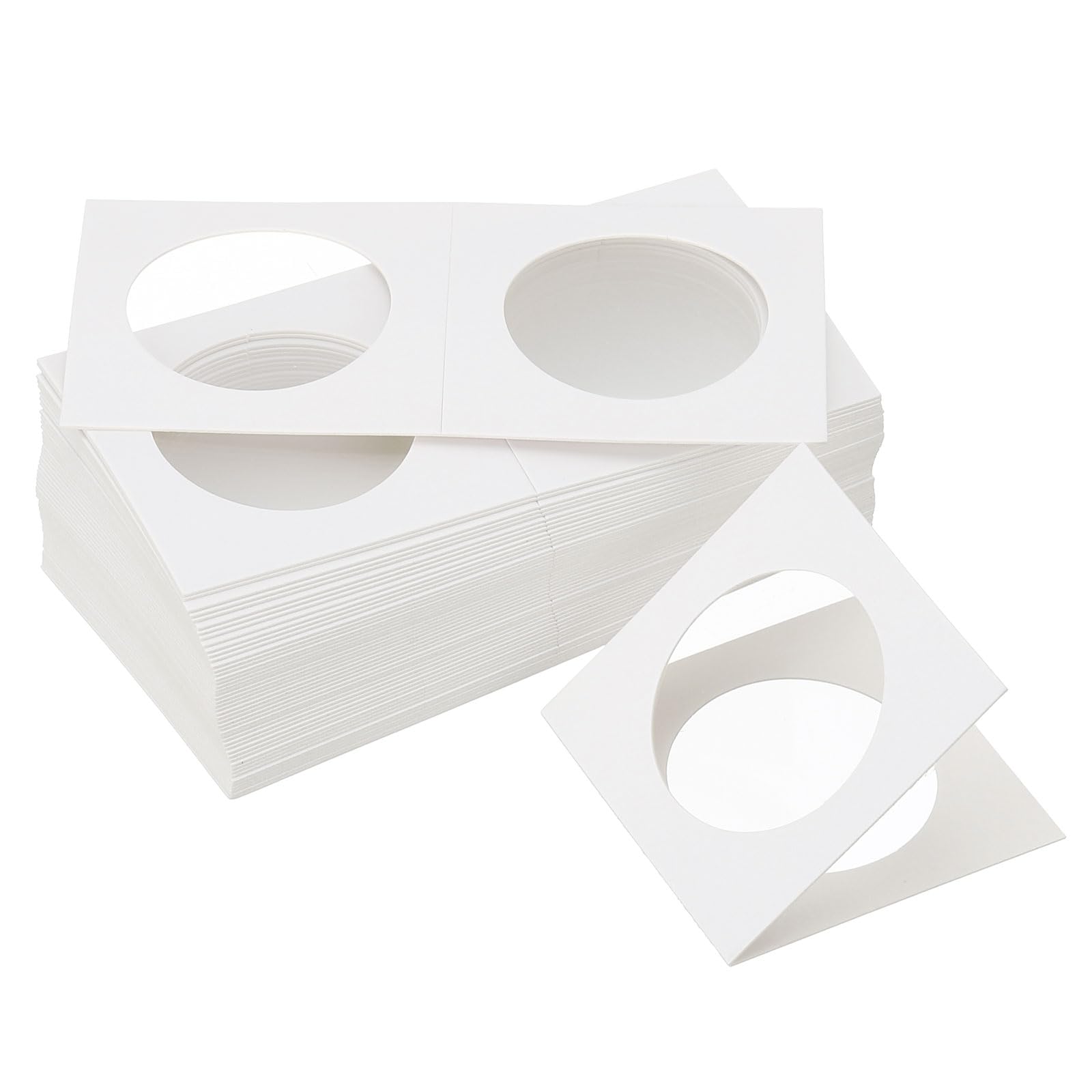 PATIKIL 2x2" Cardboard Coins Holders, 450 Pcs Coin Flips Cardboard Coin Holder Flips for 35 mm The Coin Collection Supplies Holder Storage, White