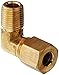 Anderson Metals Brass Compression Tube Fitting, 90 Degree Elbow, 1/4