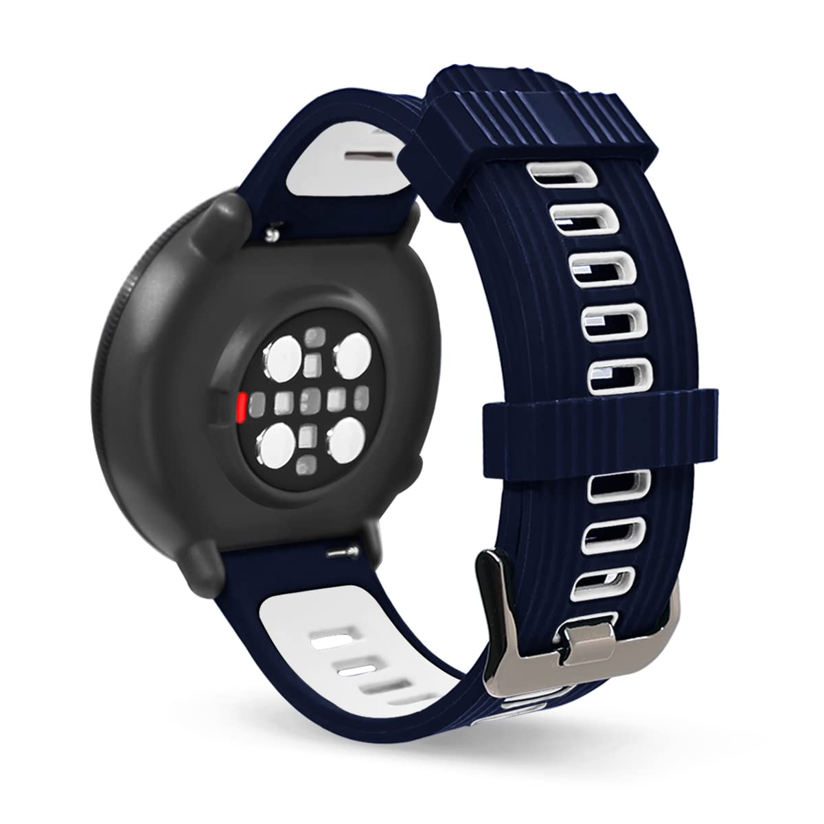 SeaFicco Watch Strap Compatible with Polar Ignite/Ignite 2 /Ignite 3 /Pacer/Unite, 20mm Silicone Watchband Double-Colors Wristband Quick Release Replacement Watch Band (Navy/White)