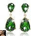 EVER FAITH Gold-Tone Teardrop Dangle Earrings Emerald Color Austrian Crystal - 2.5 Inch Long