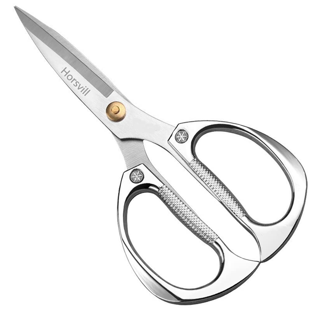 Horsvill Indoor Plant Shears and Garden Scissors - Japanese SK5 Stainless Steel for Flowers, Herbs, Bonsai, and Grass - Premium Houseplant Scissors (Silvery-K82)