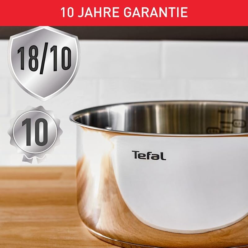 Duetto Plus 3-teiliges Kochtopf-Set 16/20/24 cm + Stielkasserolle 16 cm + 3 Deckel, induktionsgeeignet, Thermo-Fusion, Messmarken, spülmaschinenfest, backofenfest, Edelstahl
