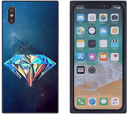 Galaxy Diamond iPhone Xs iPhone X Case, Soft Flexible TPU Back Cover Rectangle Case Compatible with iPhone Xs iPhone X (Black)