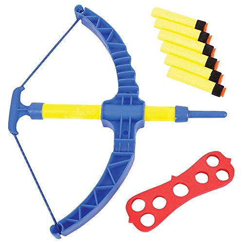 ArtCreativity Super Bow & Arrow Shooter Set | Comes in Blister Card Packaging | Includes Air-Powered Bow, Barrel, Six Soft Darts, Instructions & Cut-Out Dartboard | Sports Toy (Blue)