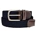 Braided Belt Silver Nickel Finish Buckle Faux Leather Elastic Woven Stretch Mens Womens Dress